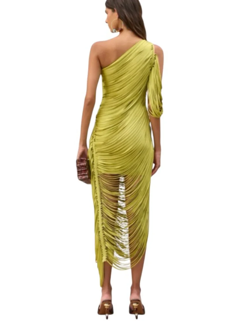 CULT GAIA Women's Sona One-Shoulder Draped Fringe Dress Size S NEW - Picture 6 of 16